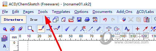 點擊ChemSketch頂端菜單欄中的“Tools”